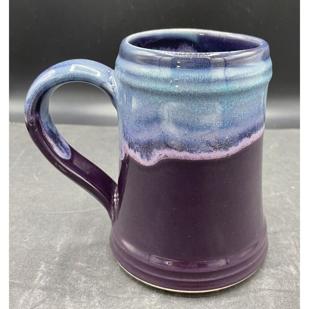 Michie Tavern 1784 Blue Purple Drip Glazed Beer Stein Mug by Grey Fox Pottery - Picture 2 of 7